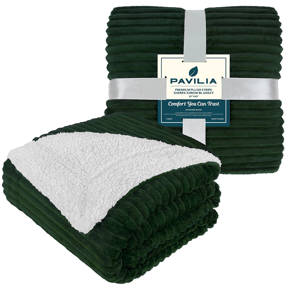 Ribbed Sherpa Throw Blanket
