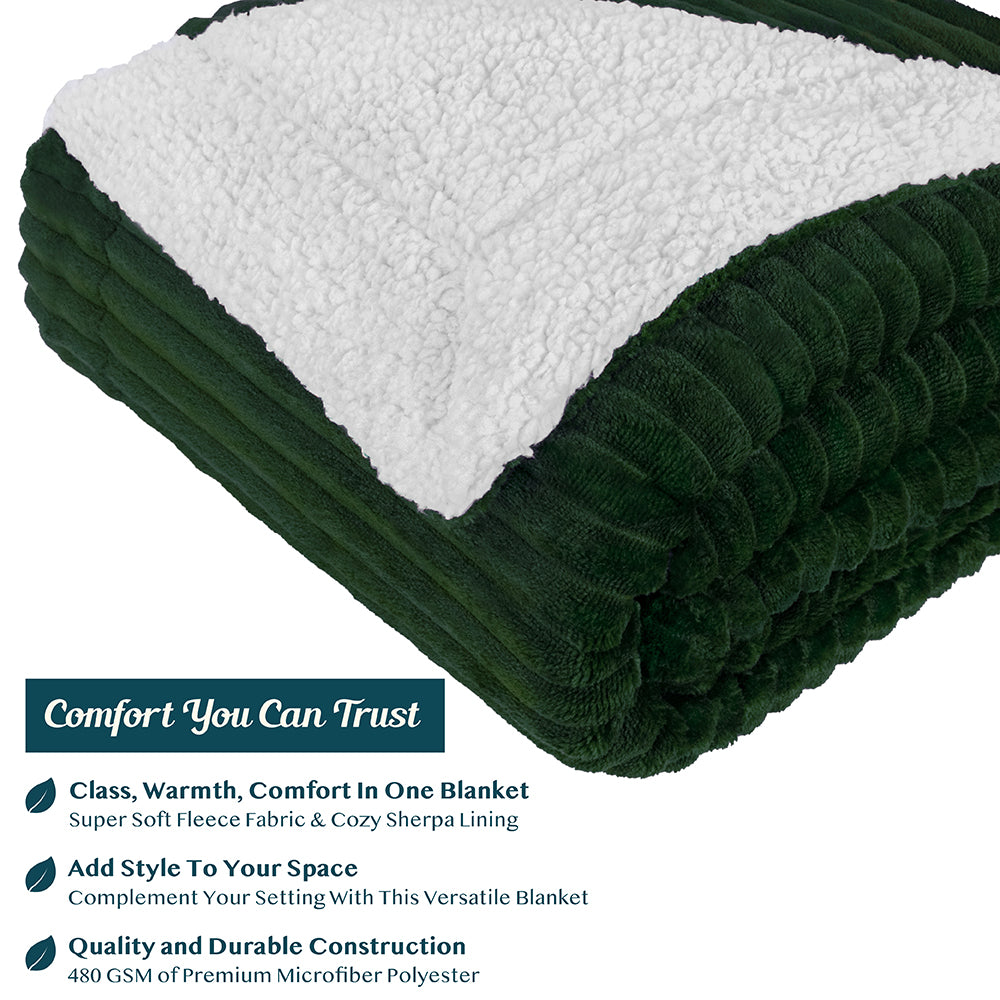 Ribbed Sherpa Throw Blanket