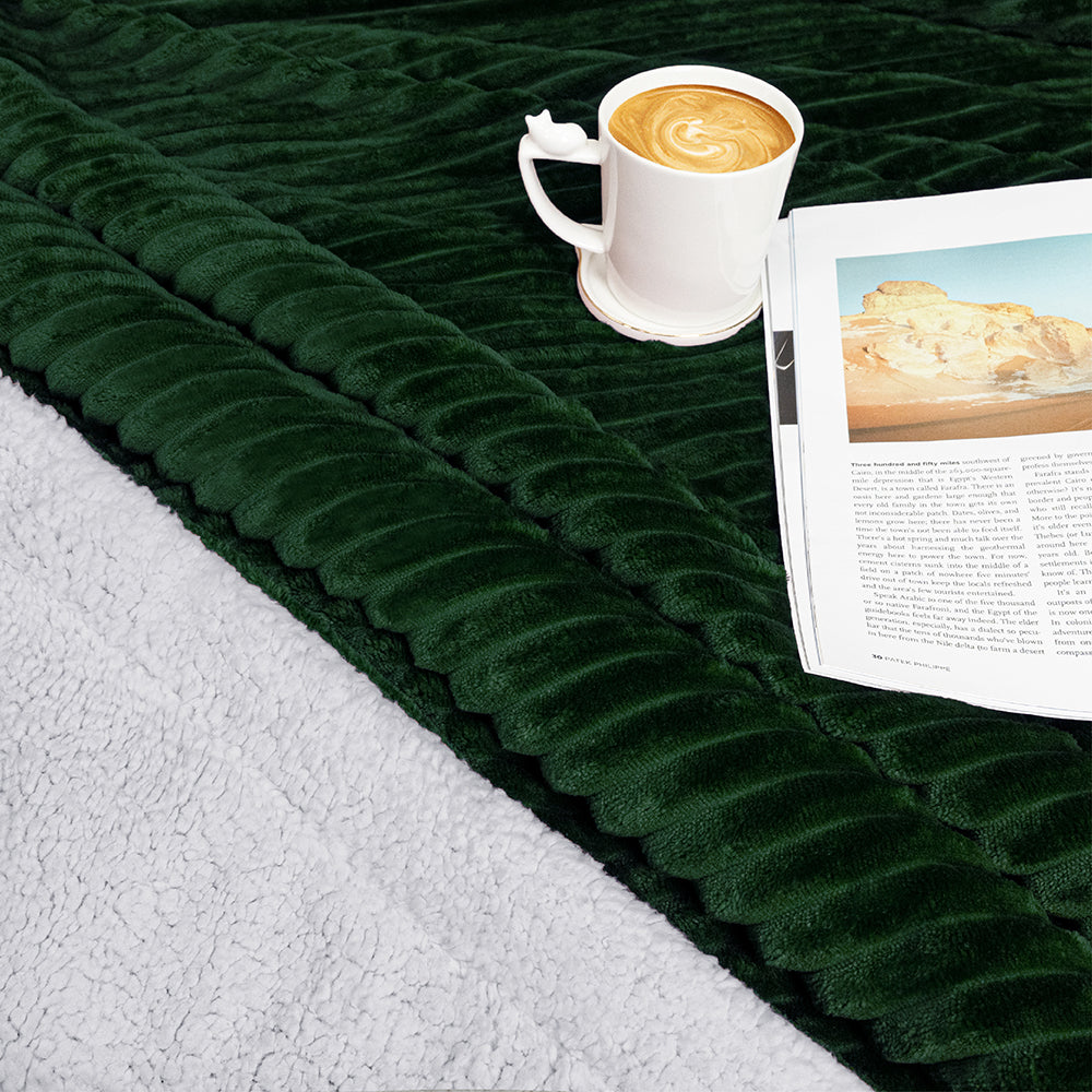 Ribbed Sherpa Throw Blanket