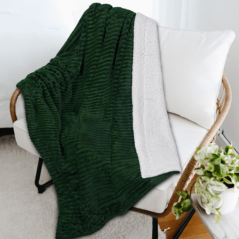 Ribbed Sherpa Throw Blanket