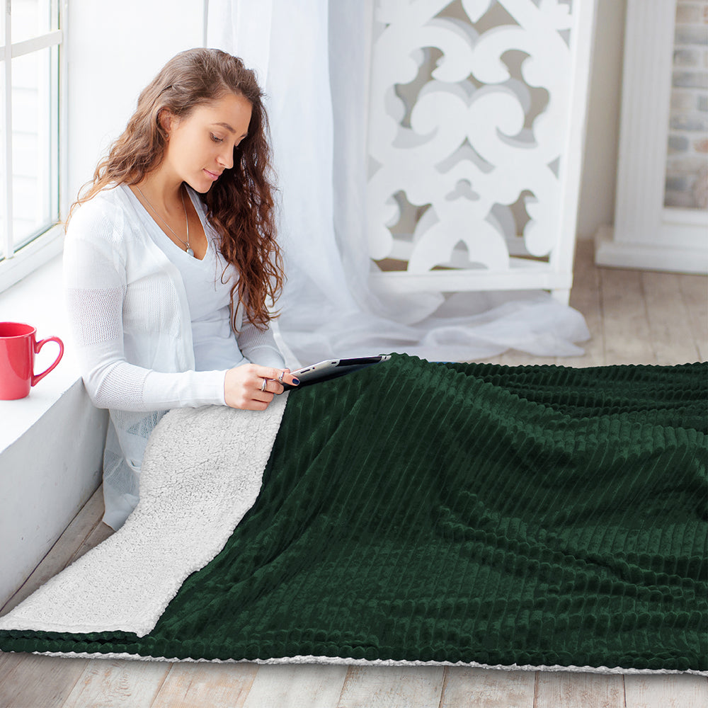 Ribbed Sherpa Throw Blanket