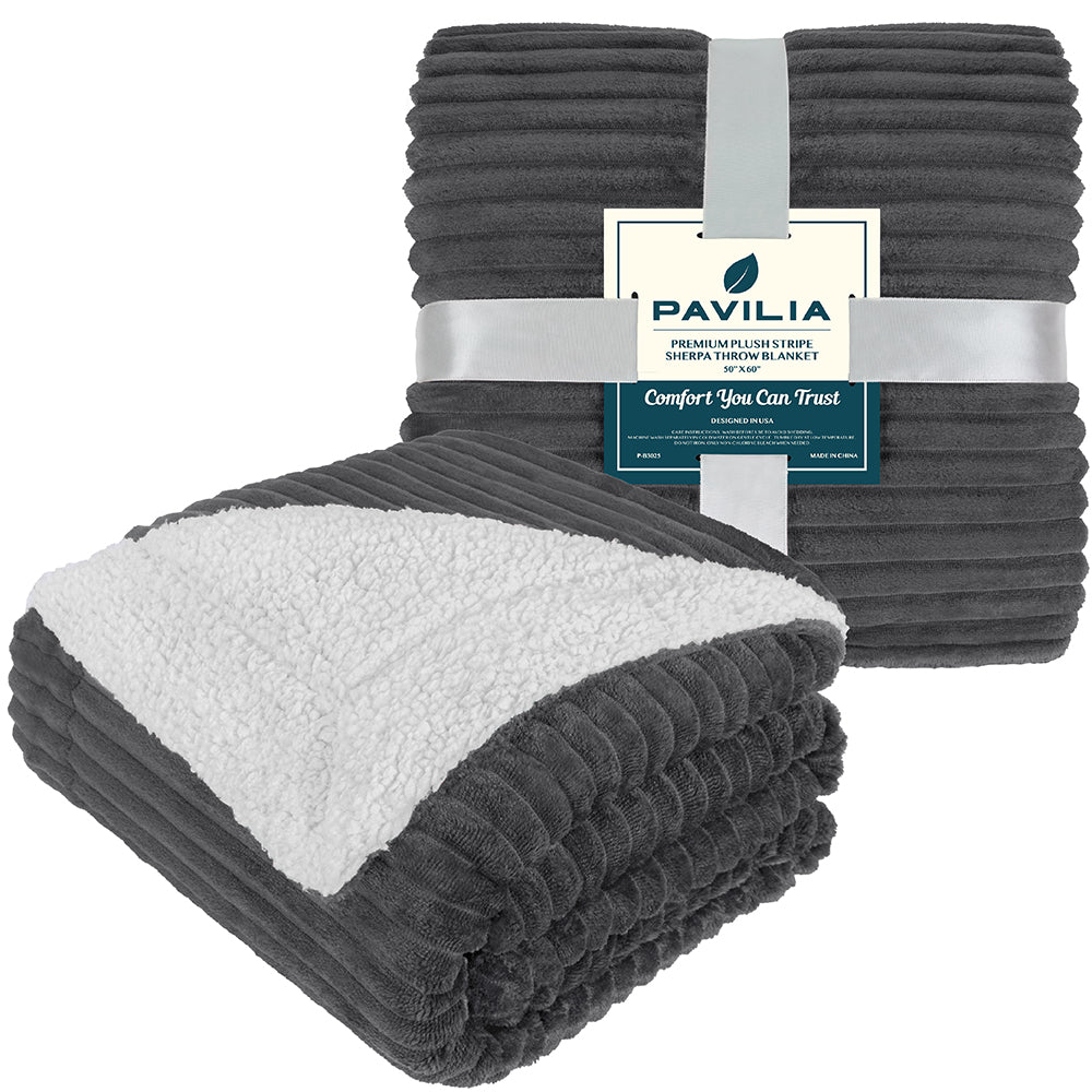 Ribbed Sherpa Throw Blanket