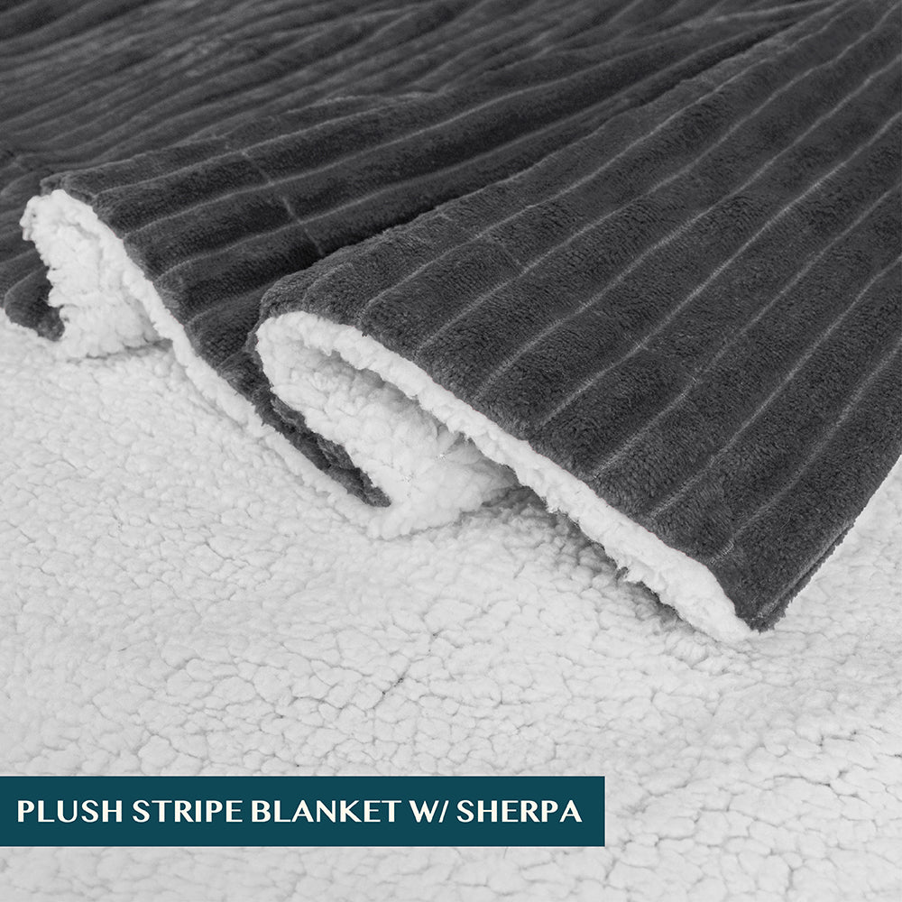 Ribbed Sherpa Throw Blanket