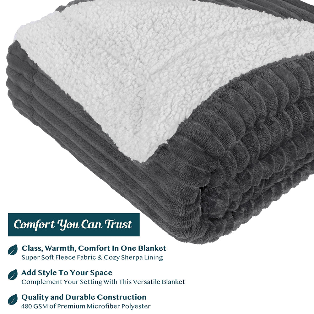 Ribbed Sherpa Throw Blanket