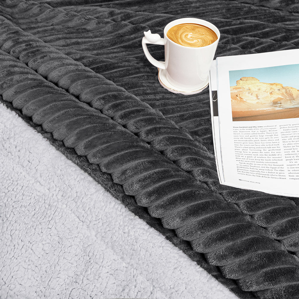 Ribbed Sherpa Throw Blanket