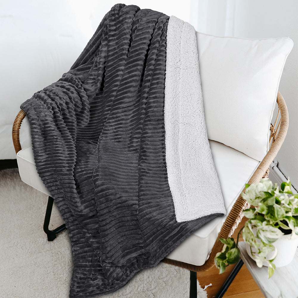 Ribbed Sherpa Throw Blanket