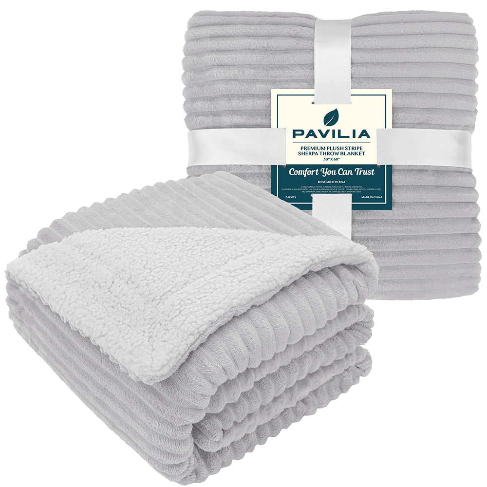Ribbed Sherpa Throw Blanket