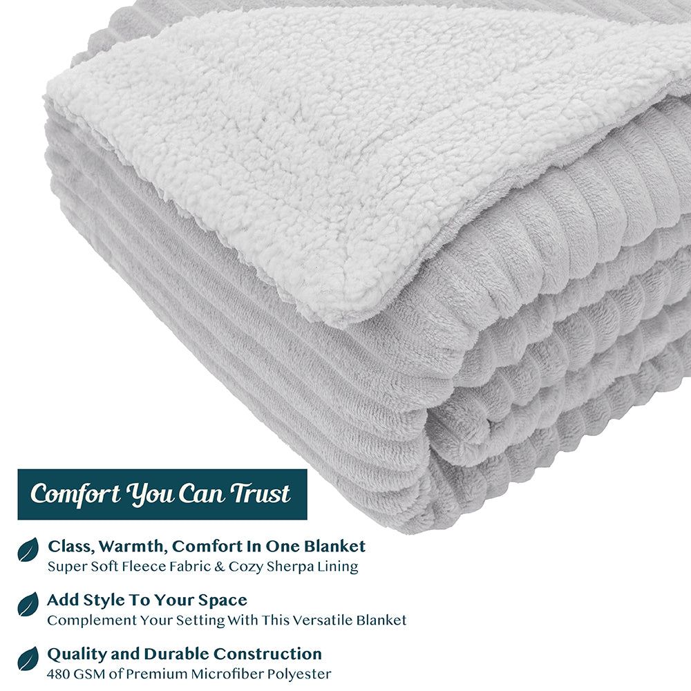 Ribbed Sherpa Throw Blanket
