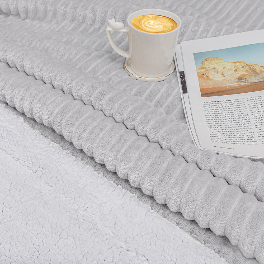 Ribbed Sherpa Throw Blanket