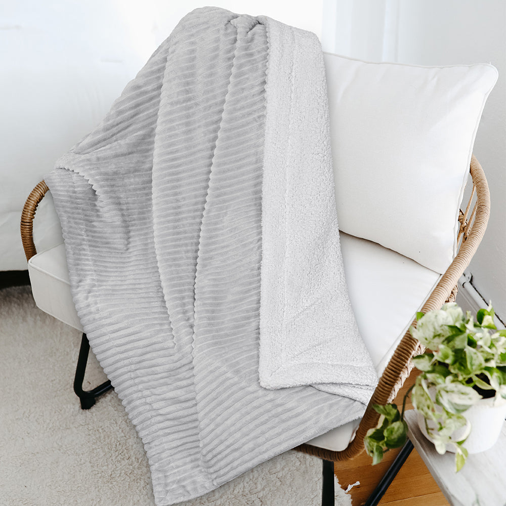 Ribbed Sherpa Throw Blanket