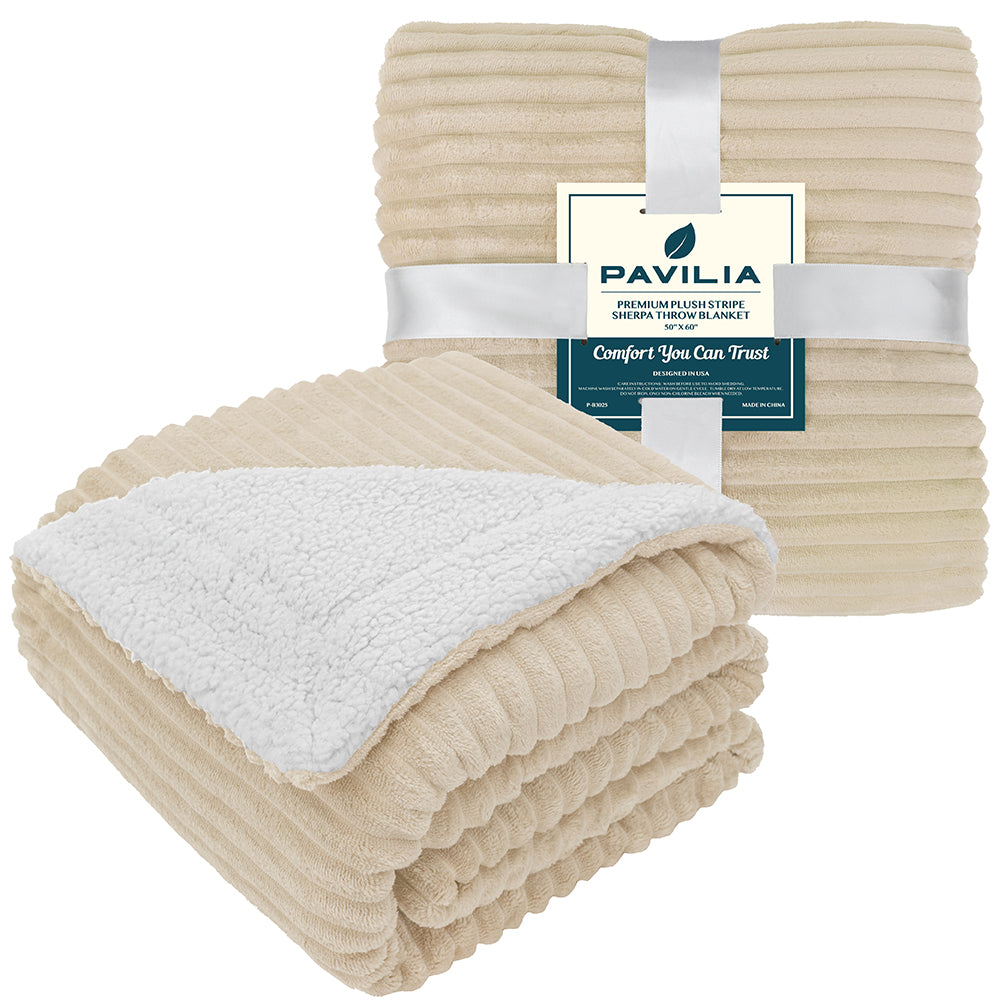 Ribbed Sherpa Throw Blanket
