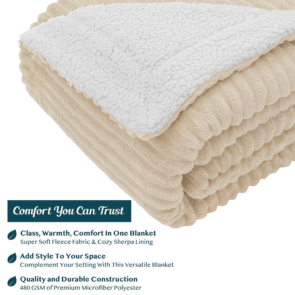 Ribbed Sherpa Throw Blanket