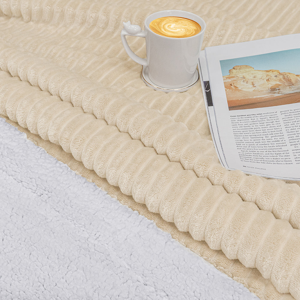 Ribbed Sherpa Throw Blanket