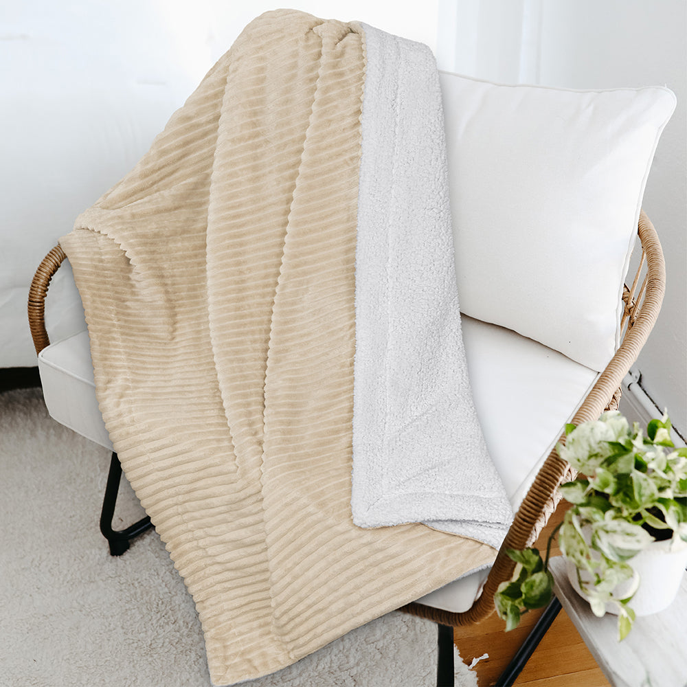 Ribbed Sherpa Throw Blanket