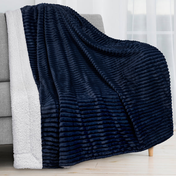 Ribbed Sherpa Throw Blanket