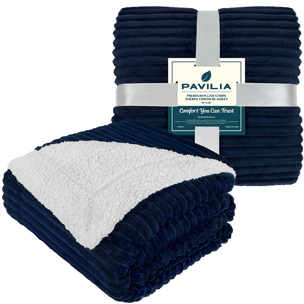 Ribbed Sherpa Throw Blanket