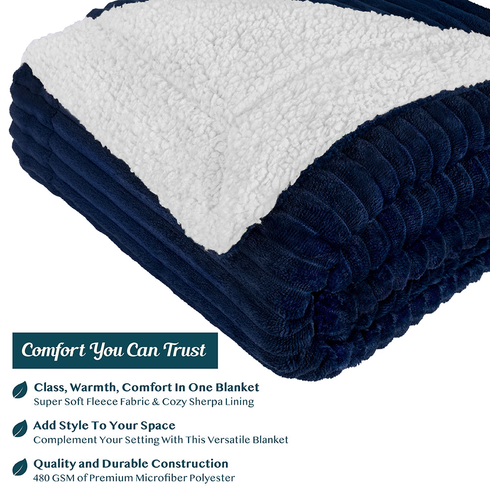 Ribbed Sherpa Throw Blanket