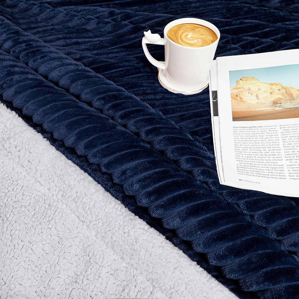 Ribbed Sherpa Throw Blanket