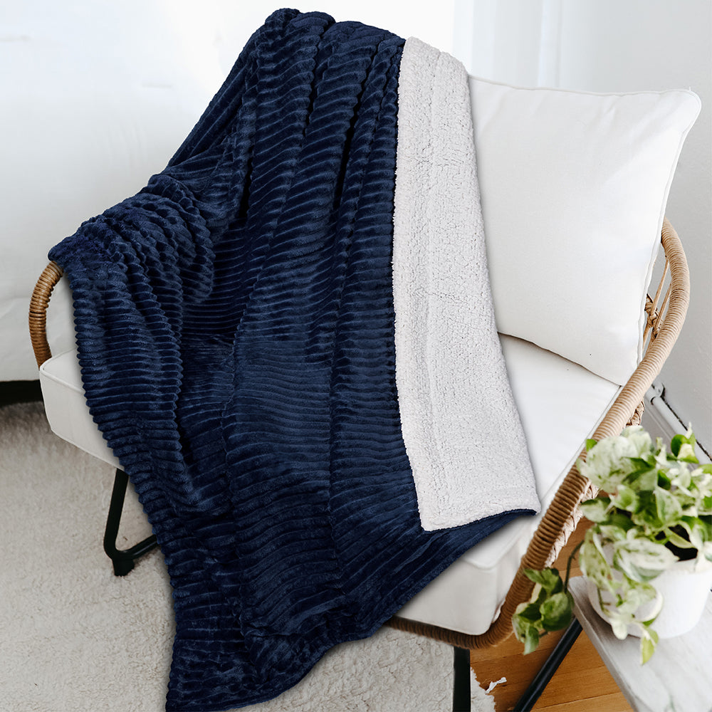 Ribbed Sherpa Throw Blanket