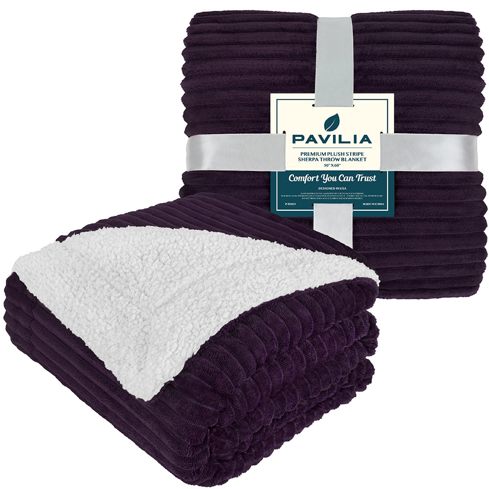 Ribbed Sherpa Throw Blanket