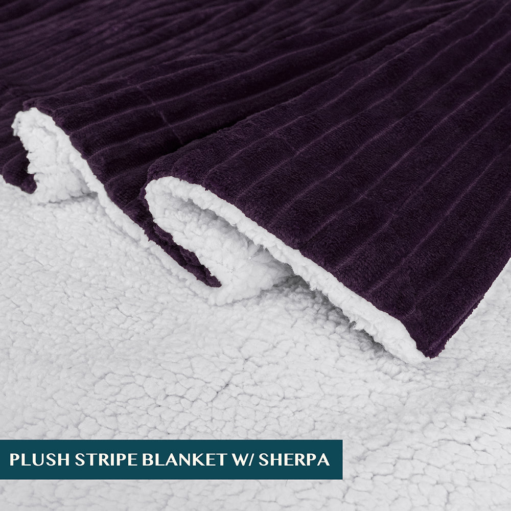 Ribbed Sherpa Throw Blanket