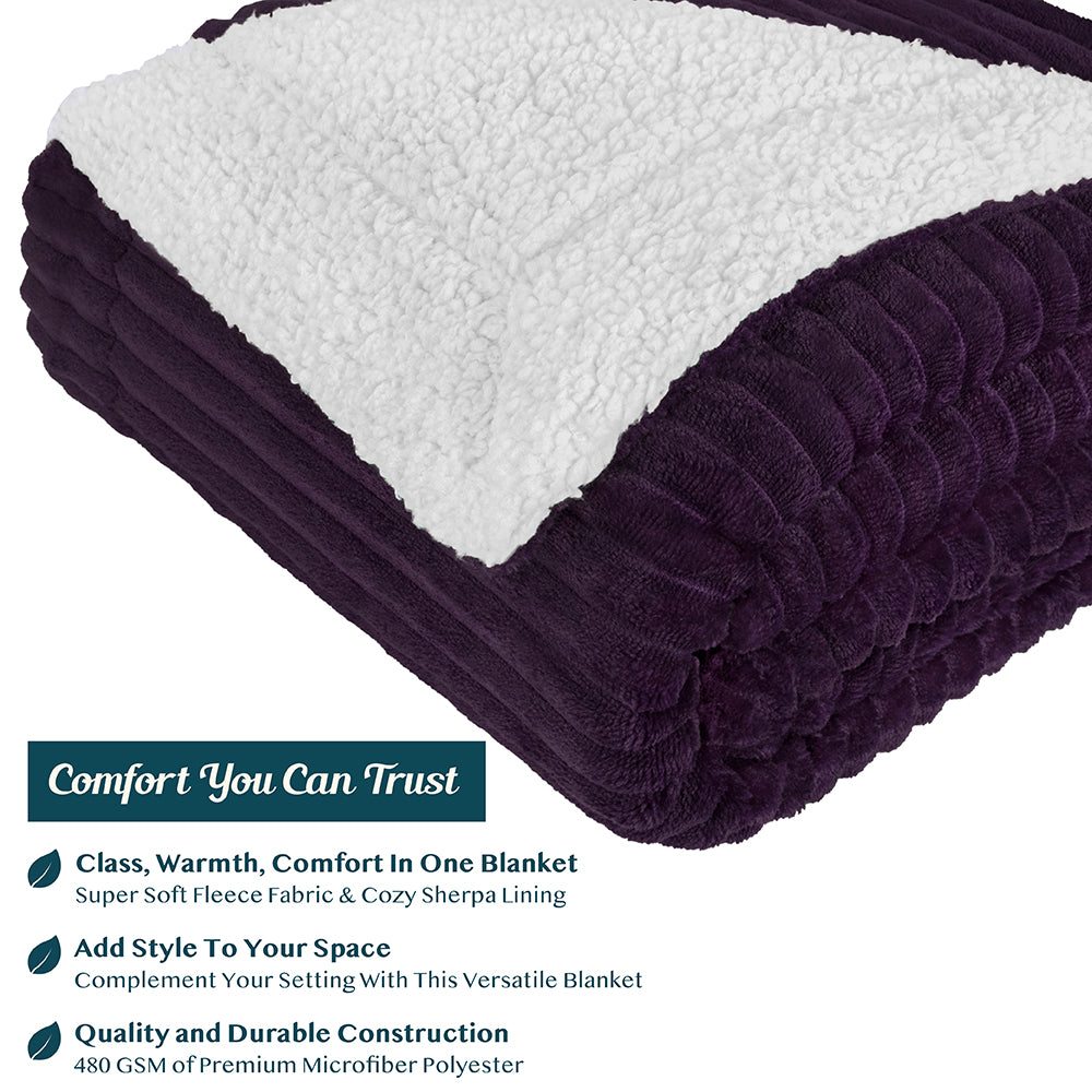 Ribbed Sherpa Throw Blanket