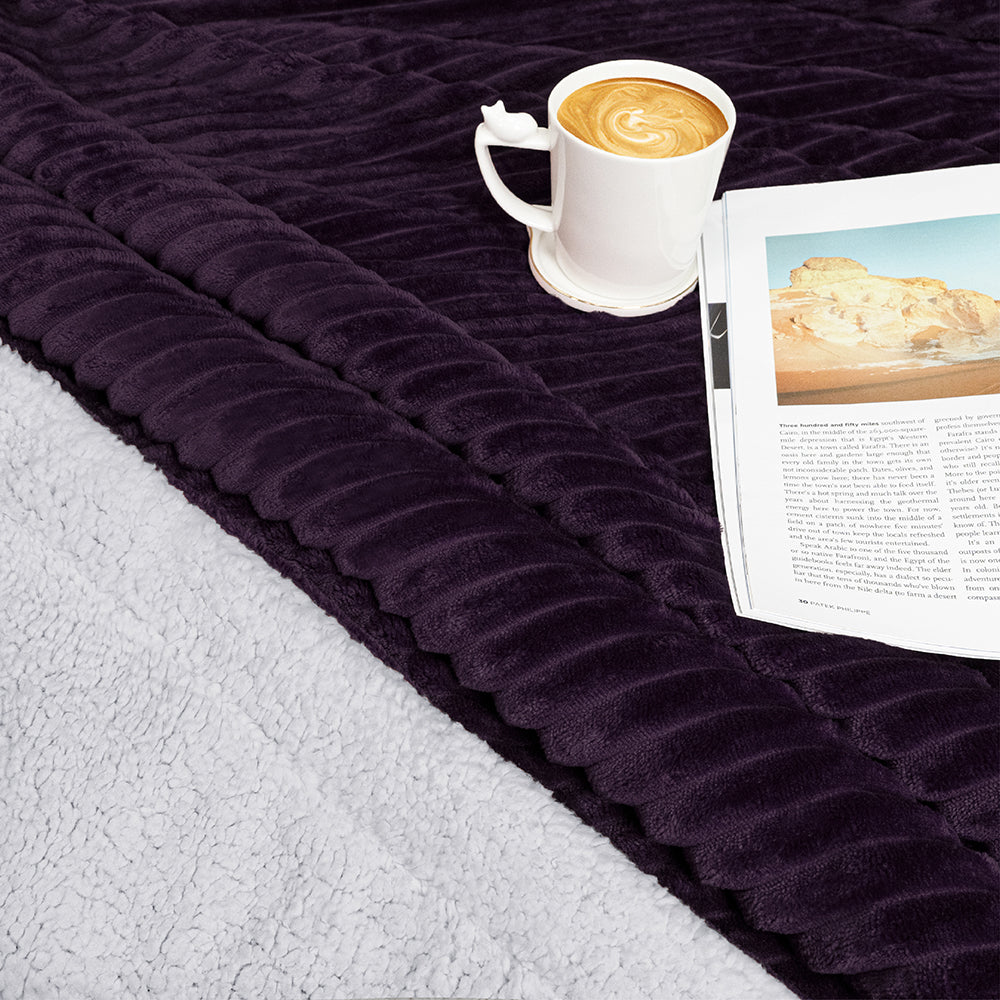 Ribbed Sherpa Throw Blanket