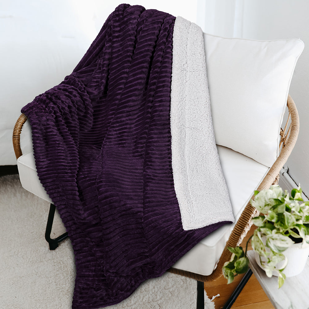 Ribbed Sherpa Throw Blanket
