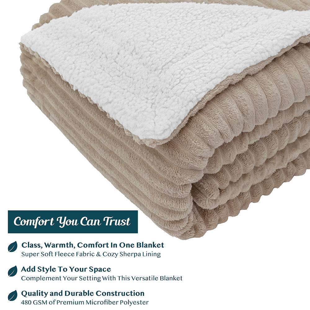 Ribbed Sherpa Throw Blanket