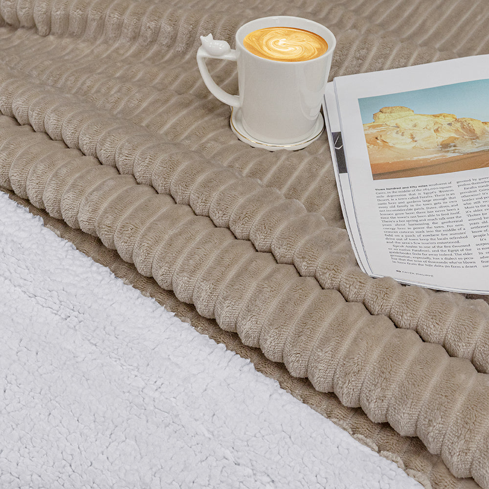 Ribbed Sherpa Throw Blanket