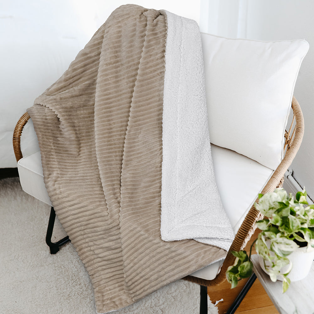Ribbed Sherpa Throw Blanket