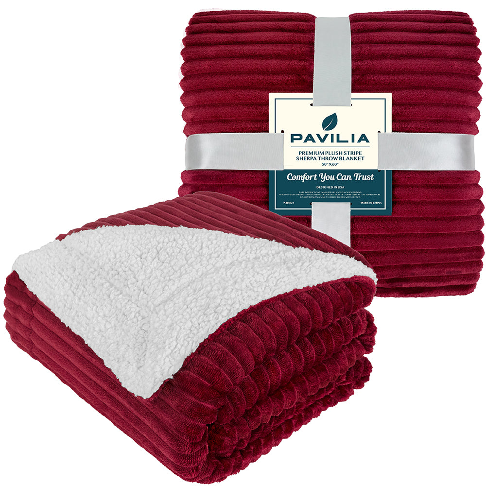 Ribbed Sherpa Throw Blanket