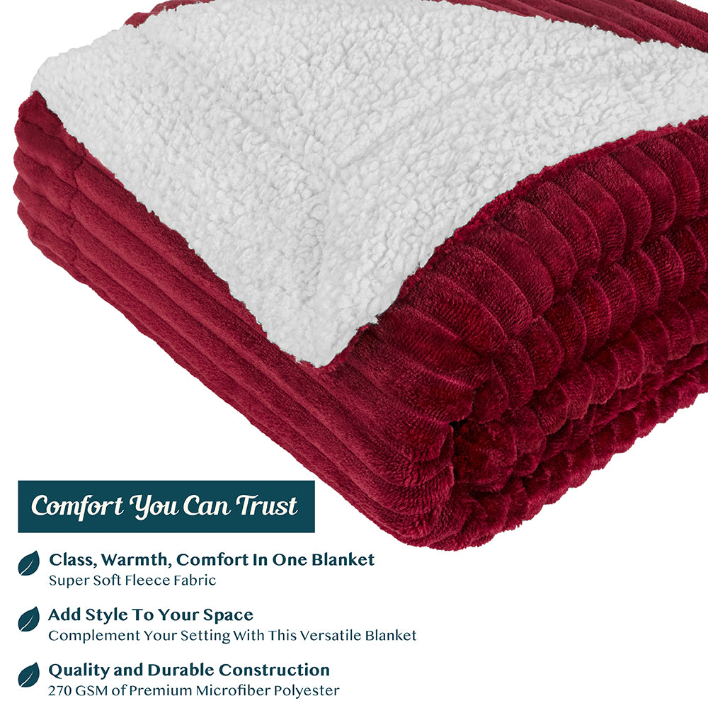 Ribbed Sherpa Throw Blanket