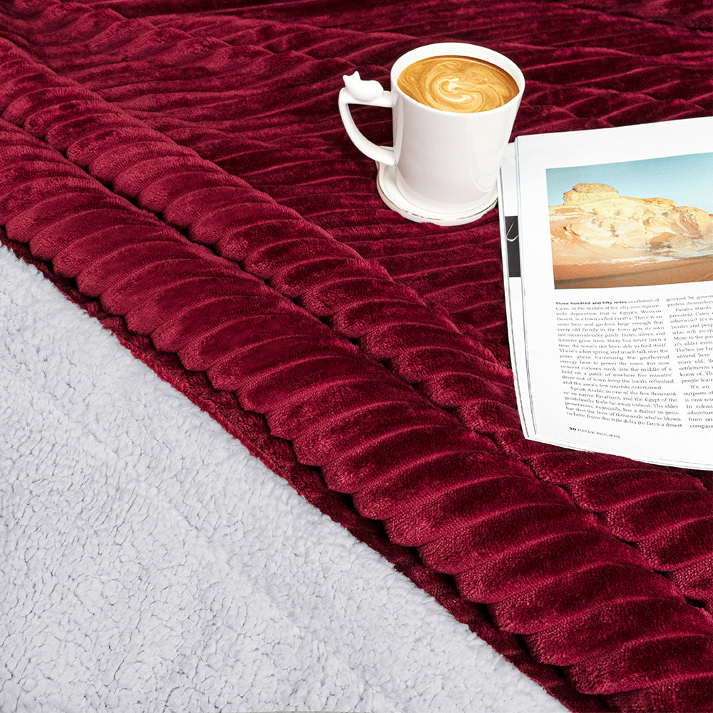 Ribbed Sherpa Throw Blanket
