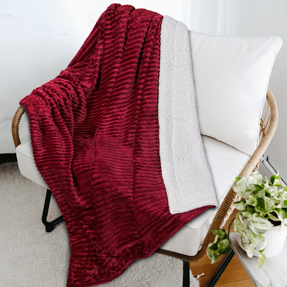 Ribbed Sherpa Throw Blanket