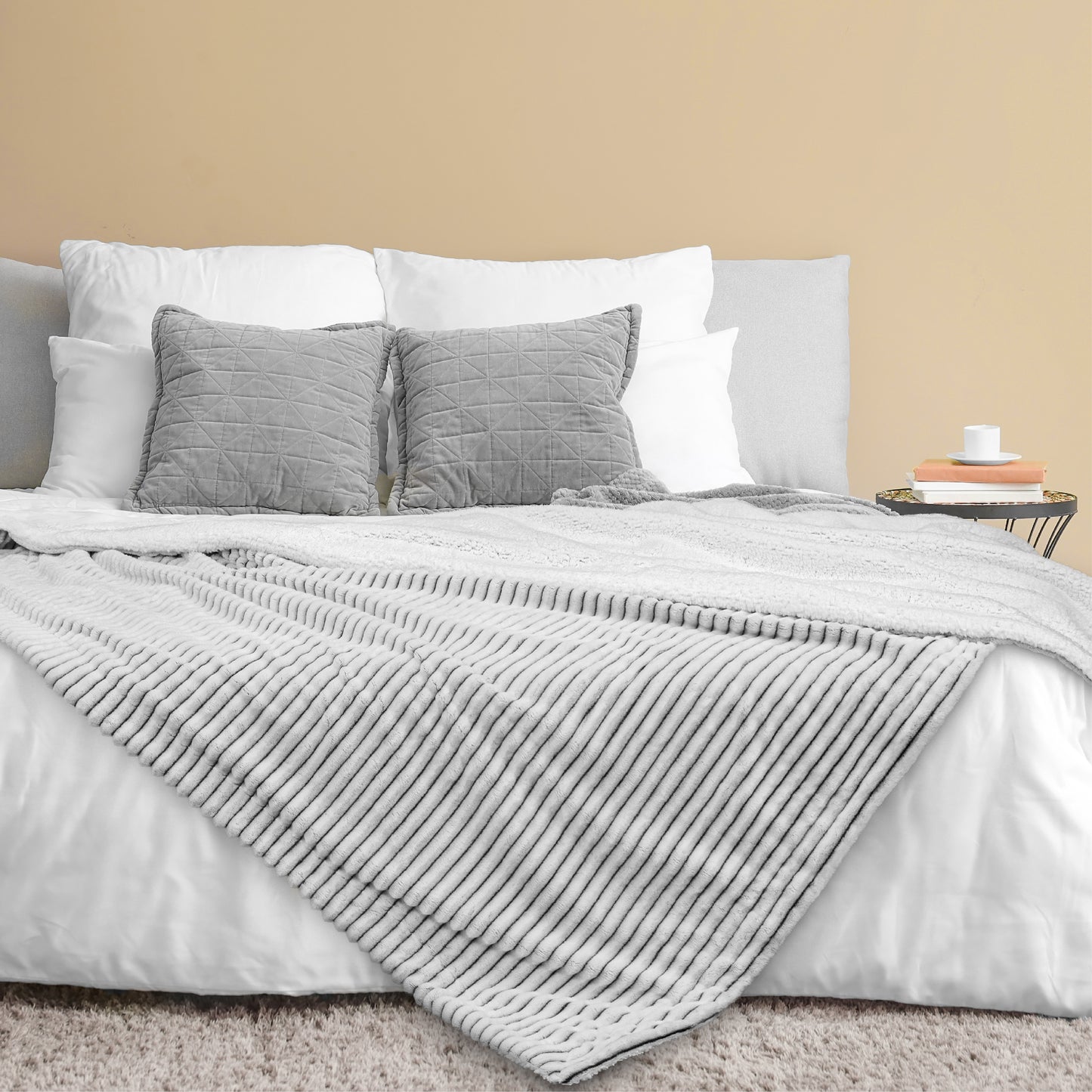 Ribbed Sherpa Throw Blanket