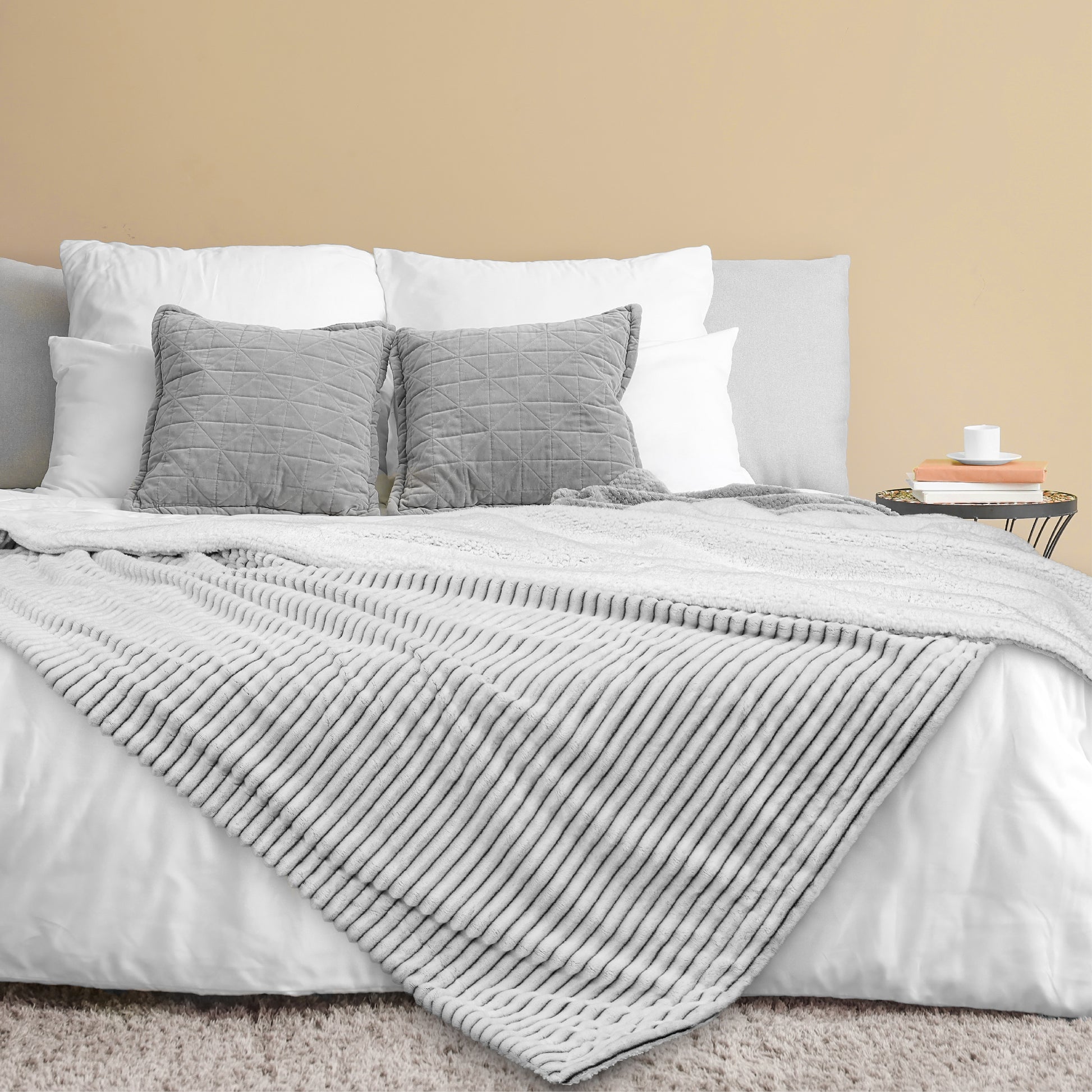 Ribbed Sherpa Throw Blanket