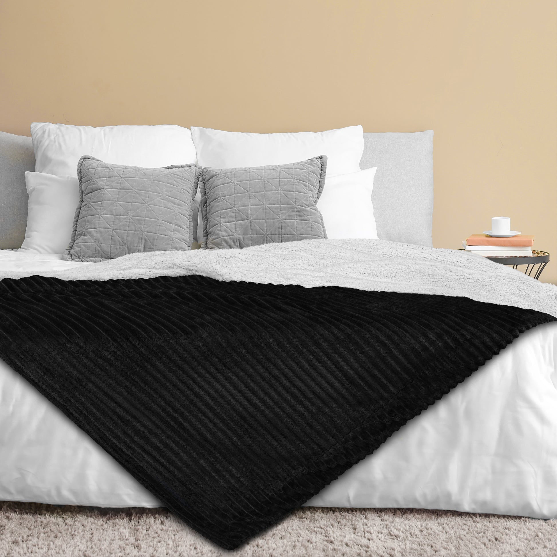 Ribbed Sherpa Throw Blanket