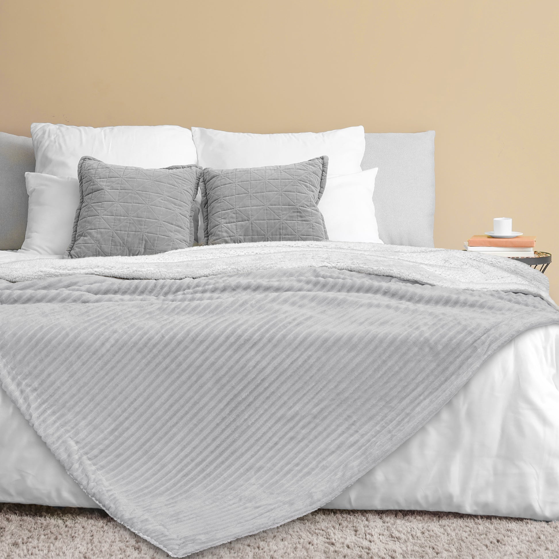 Ribbed Sherpa Throw Blanket