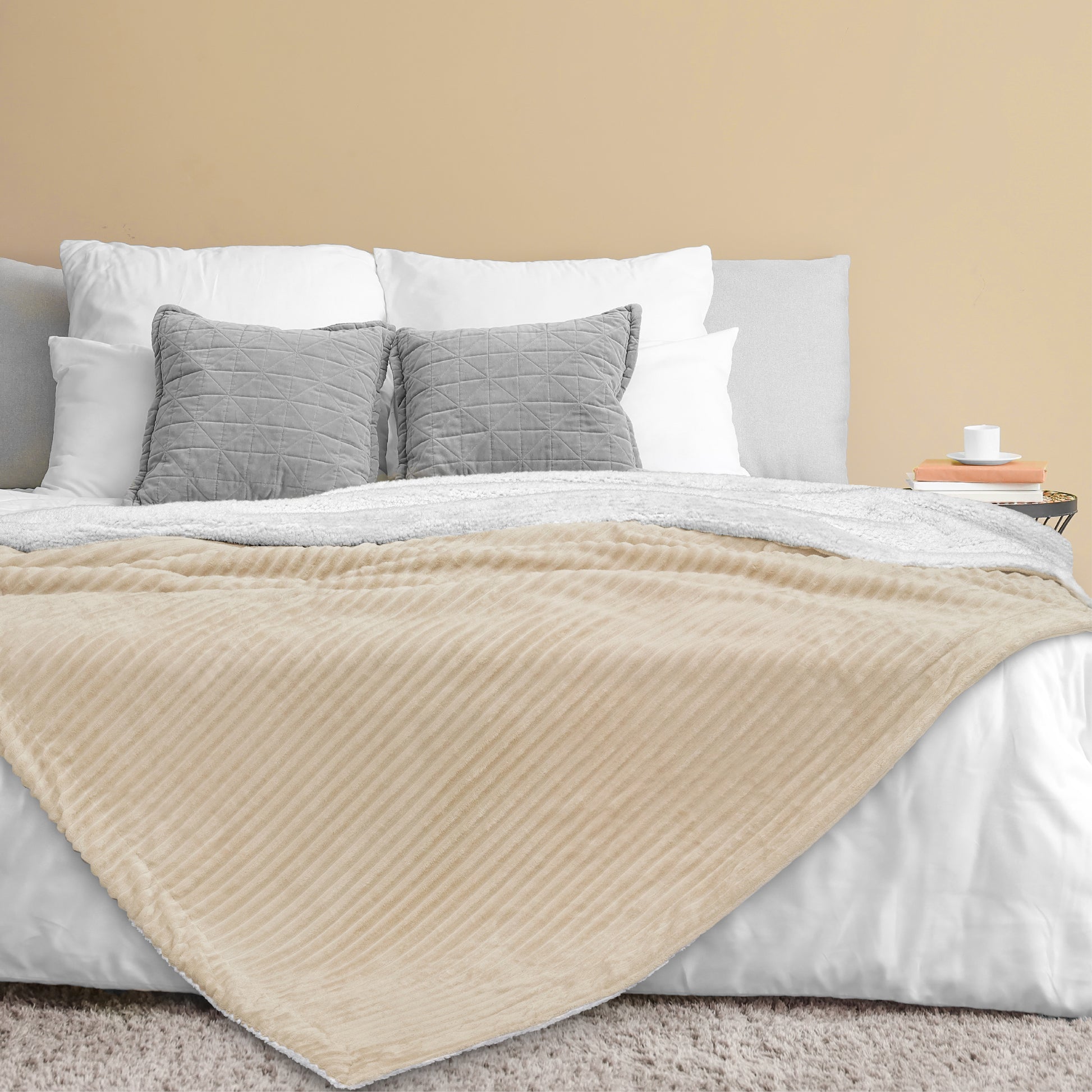 Ribbed Sherpa Throw Blanket