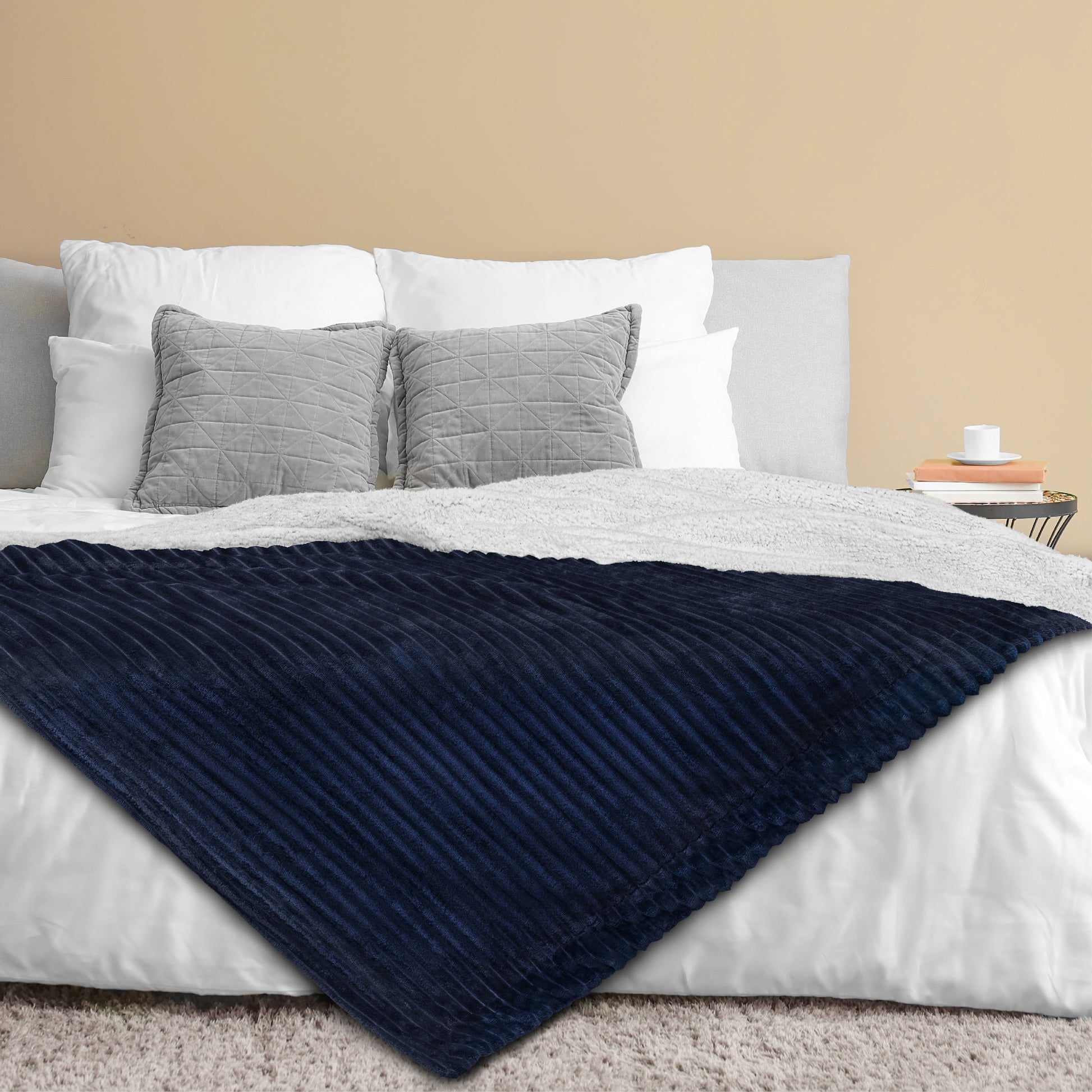 Ribbed Sherpa Throw Blanket