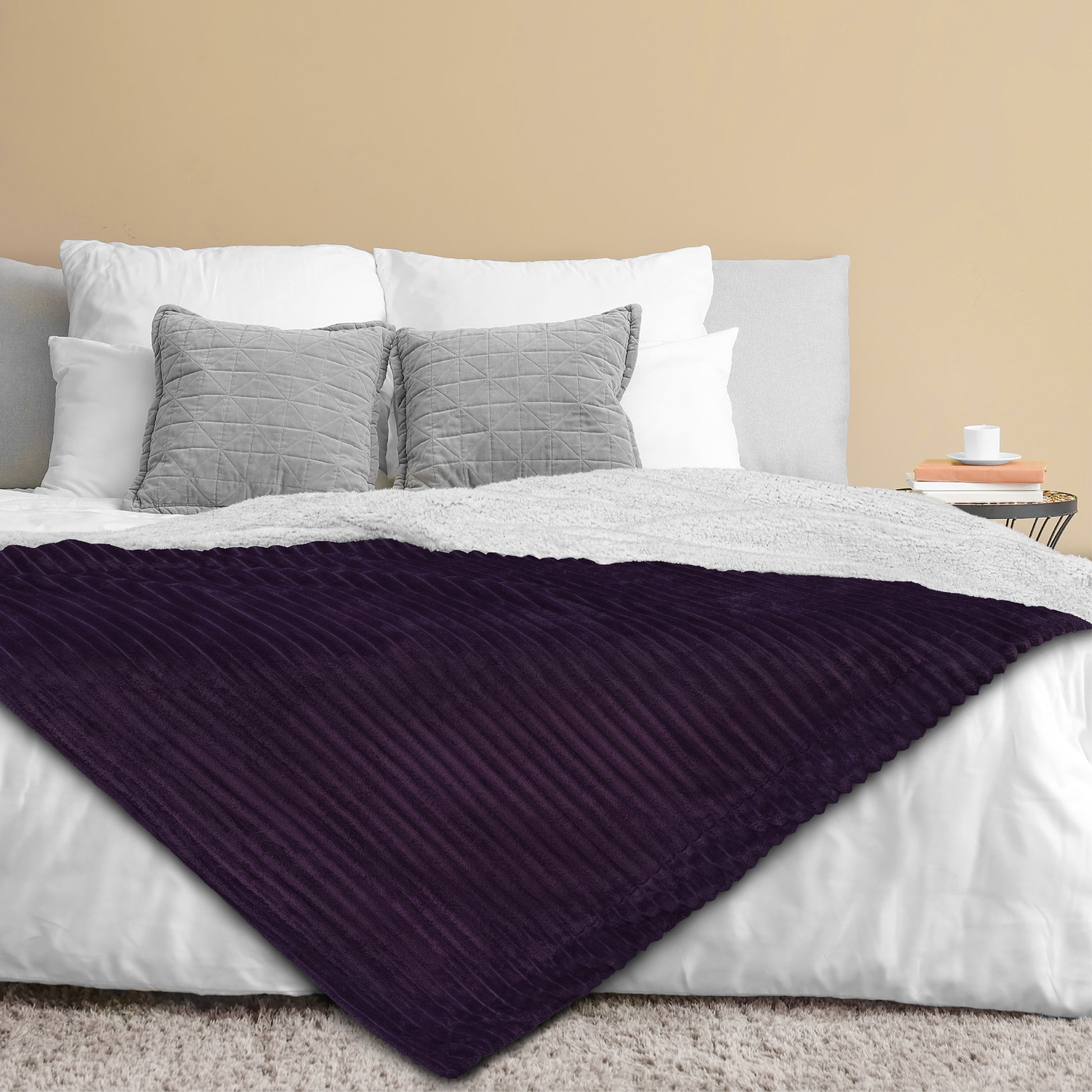Ribbed Sherpa Throw Blanket