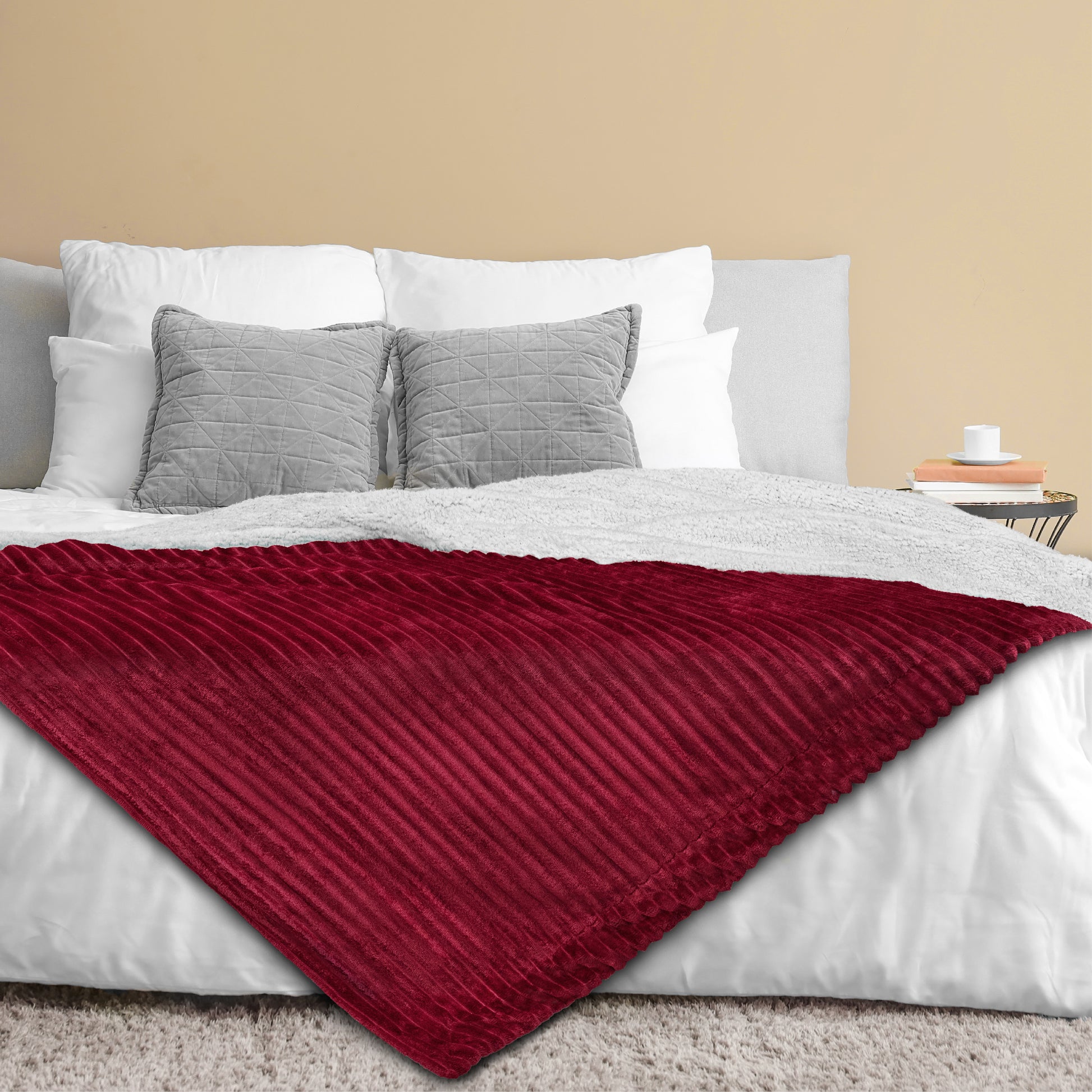 Ribbed Sherpa Throw Blanket