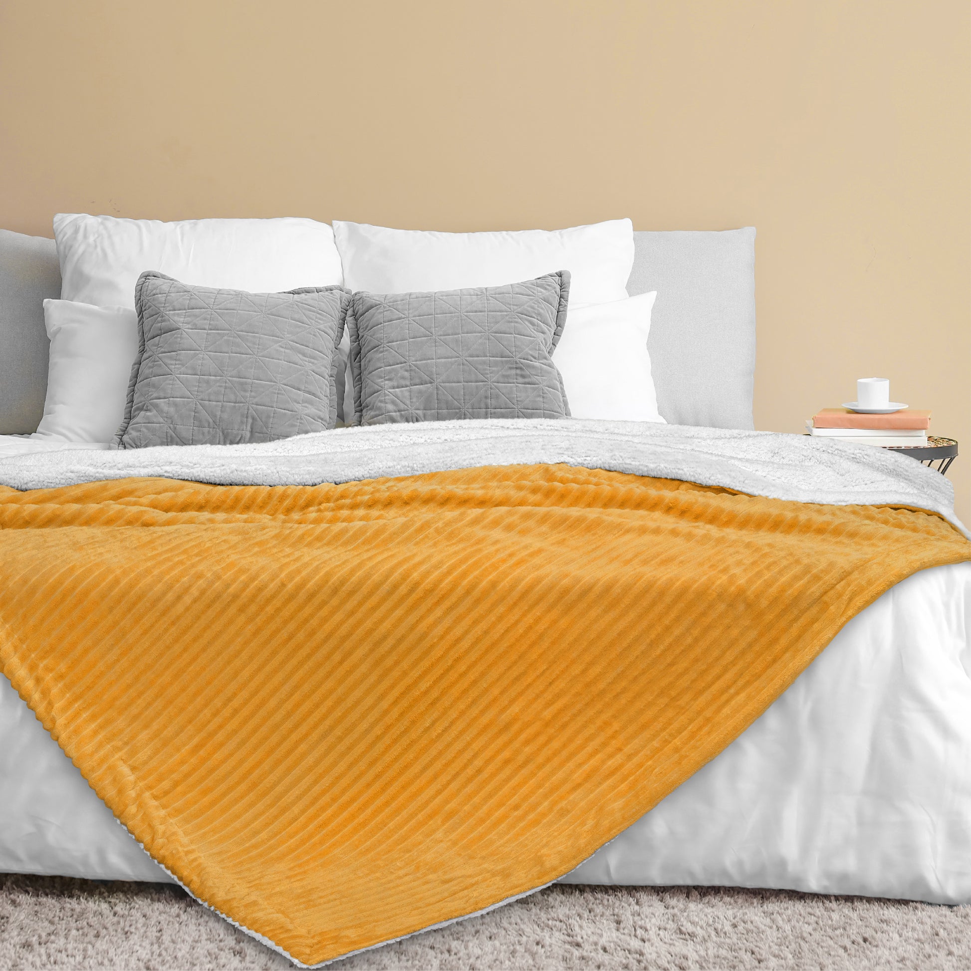 Ribbed Sherpa Throw Blanket