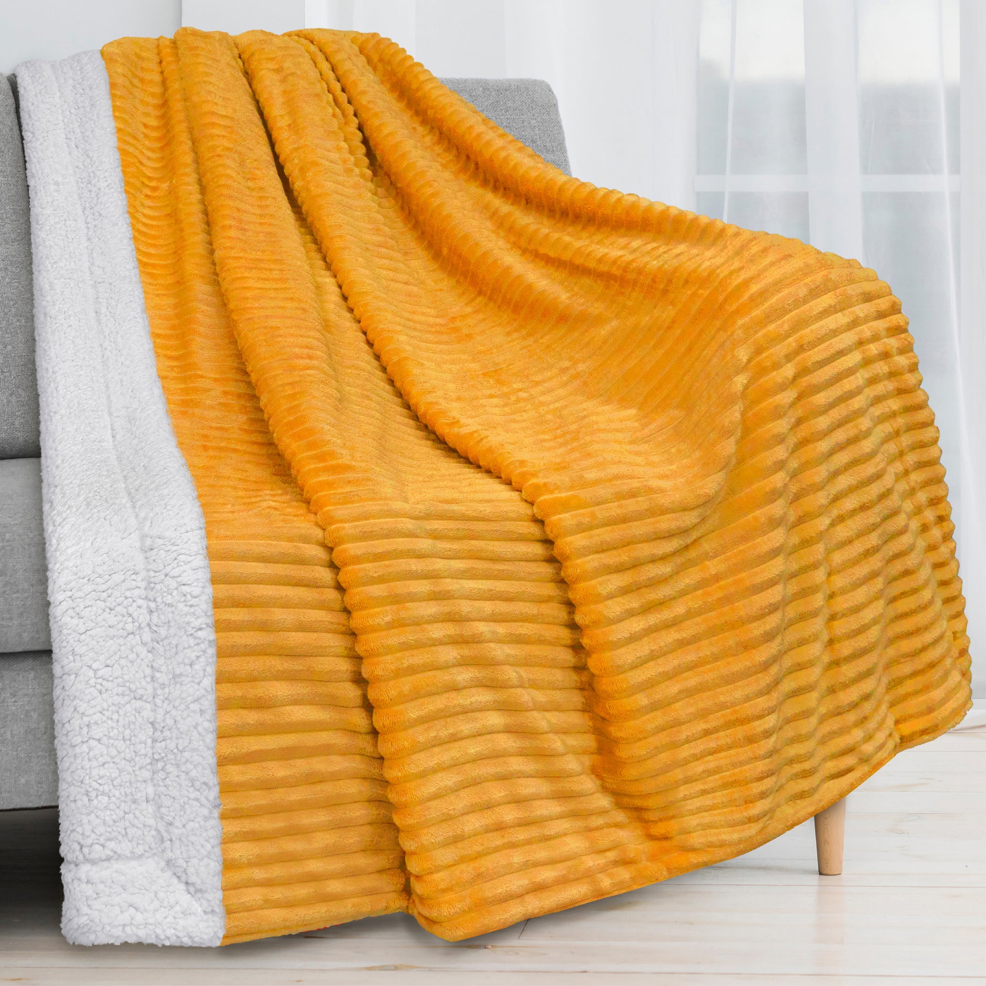 Ribbed Sherpa Throw Blanket