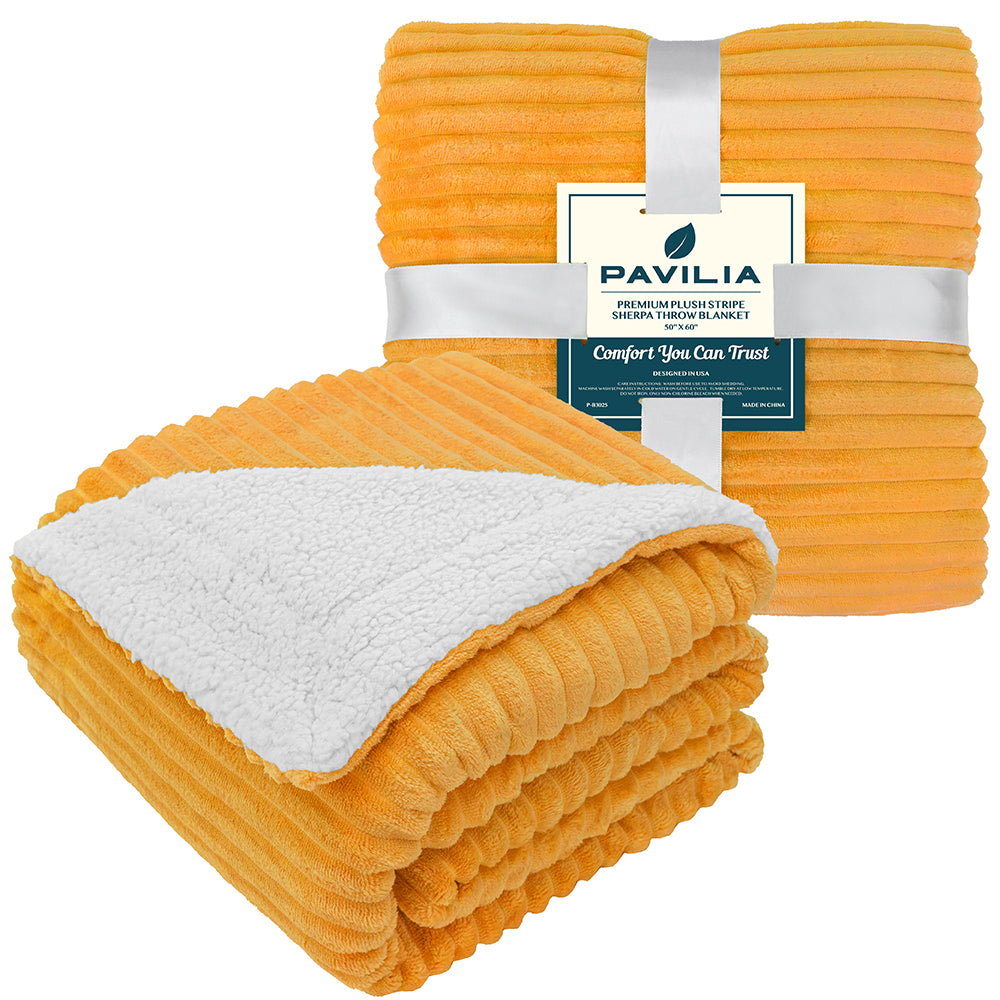 Ribbed Sherpa Throw Blanket