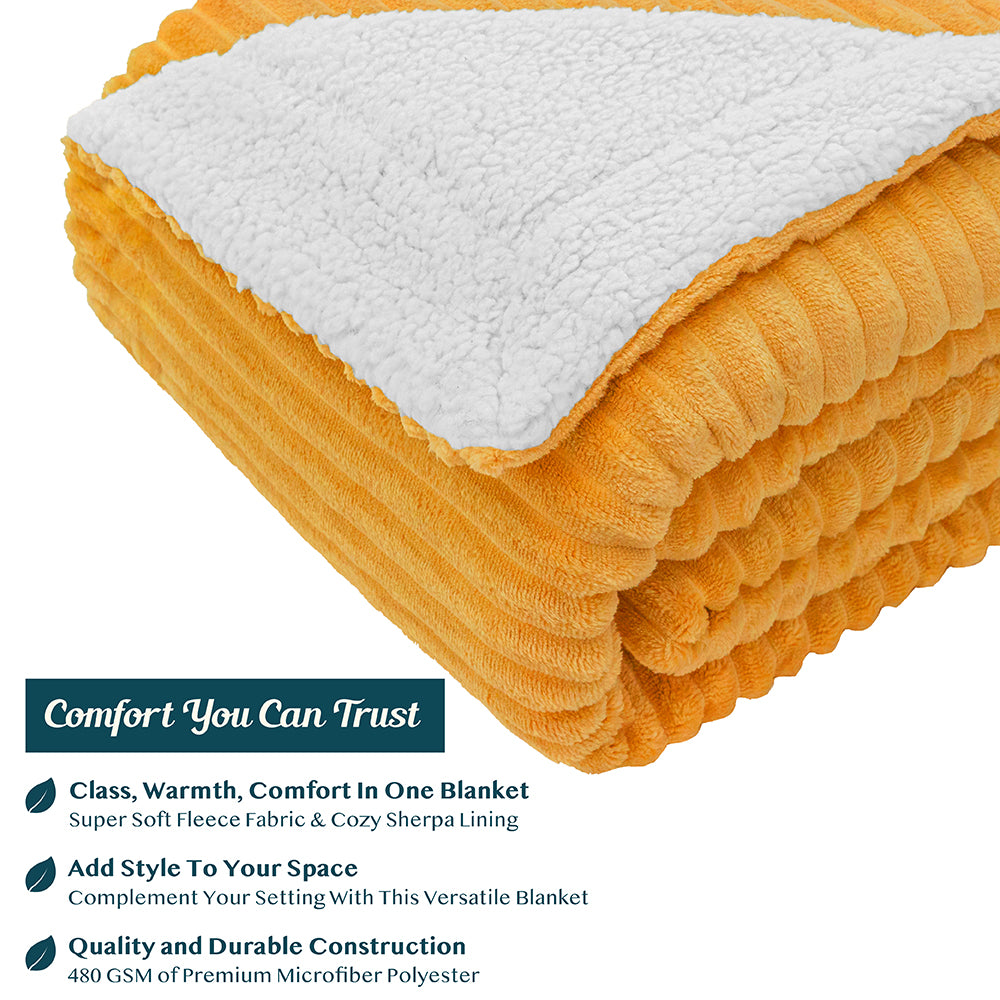 Ribbed Sherpa Throw Blanket