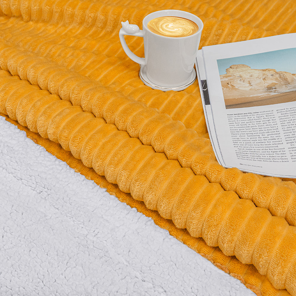 Ribbed Sherpa Throw Blanket