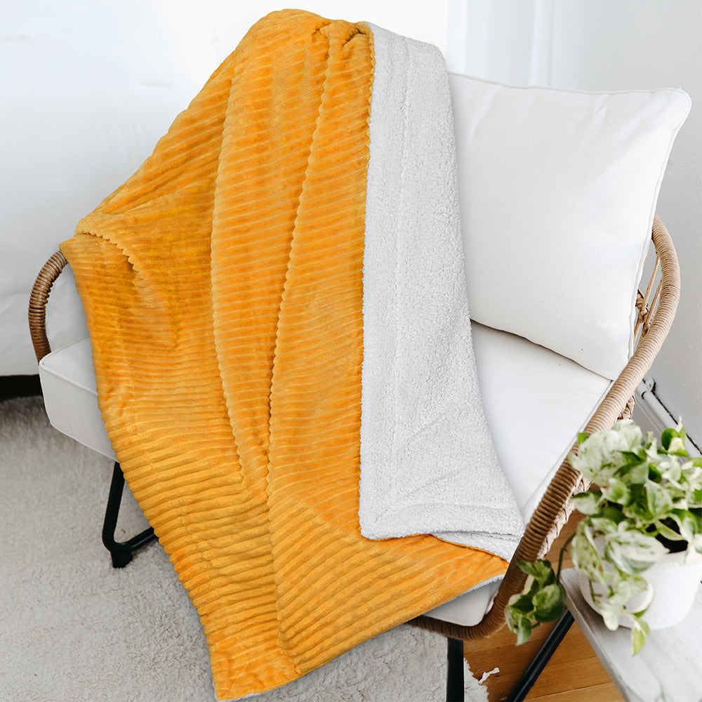 Ribbed Sherpa Throw Blanket