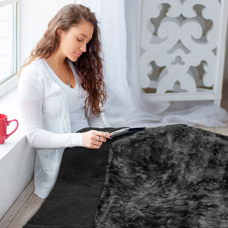 Minky Sherpa Throw Blanket